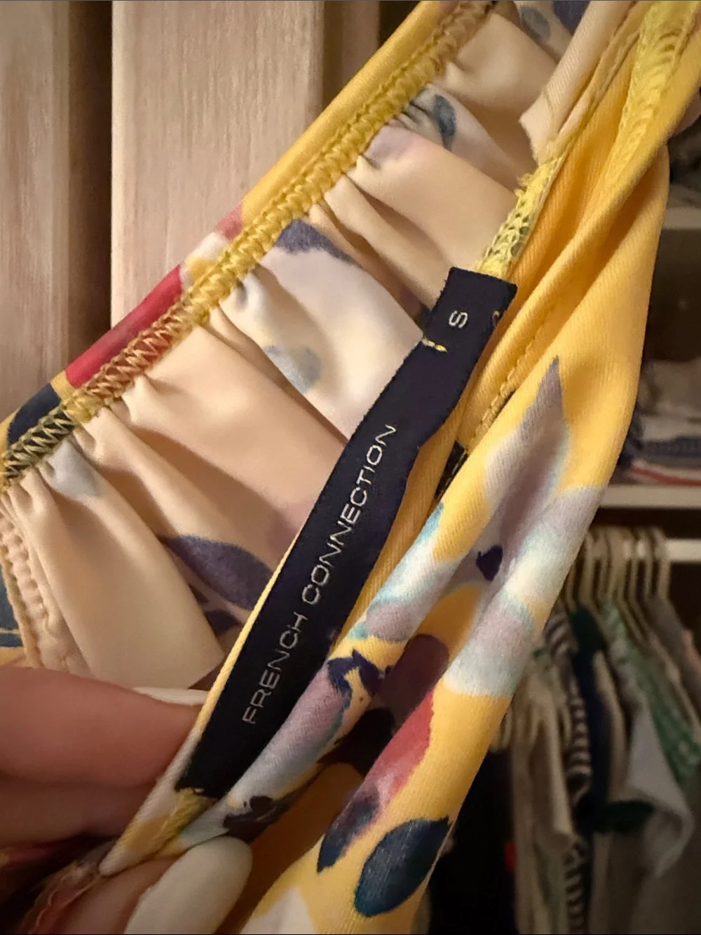 French Connection Yellow Floral Ruffle Bikini Top